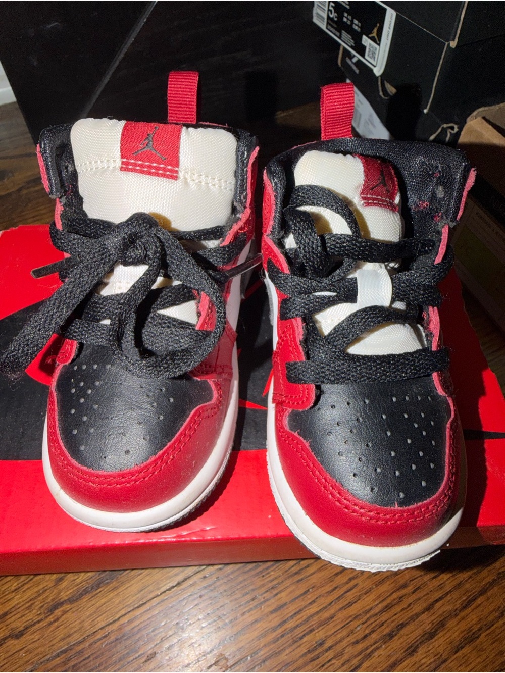 Jordan Toddler Red, Black & White High-Top Sneakers